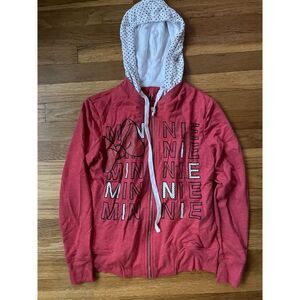 Disney Minnie Mouse Zip Up Hoodie Size XSmall‎ Womens Red White